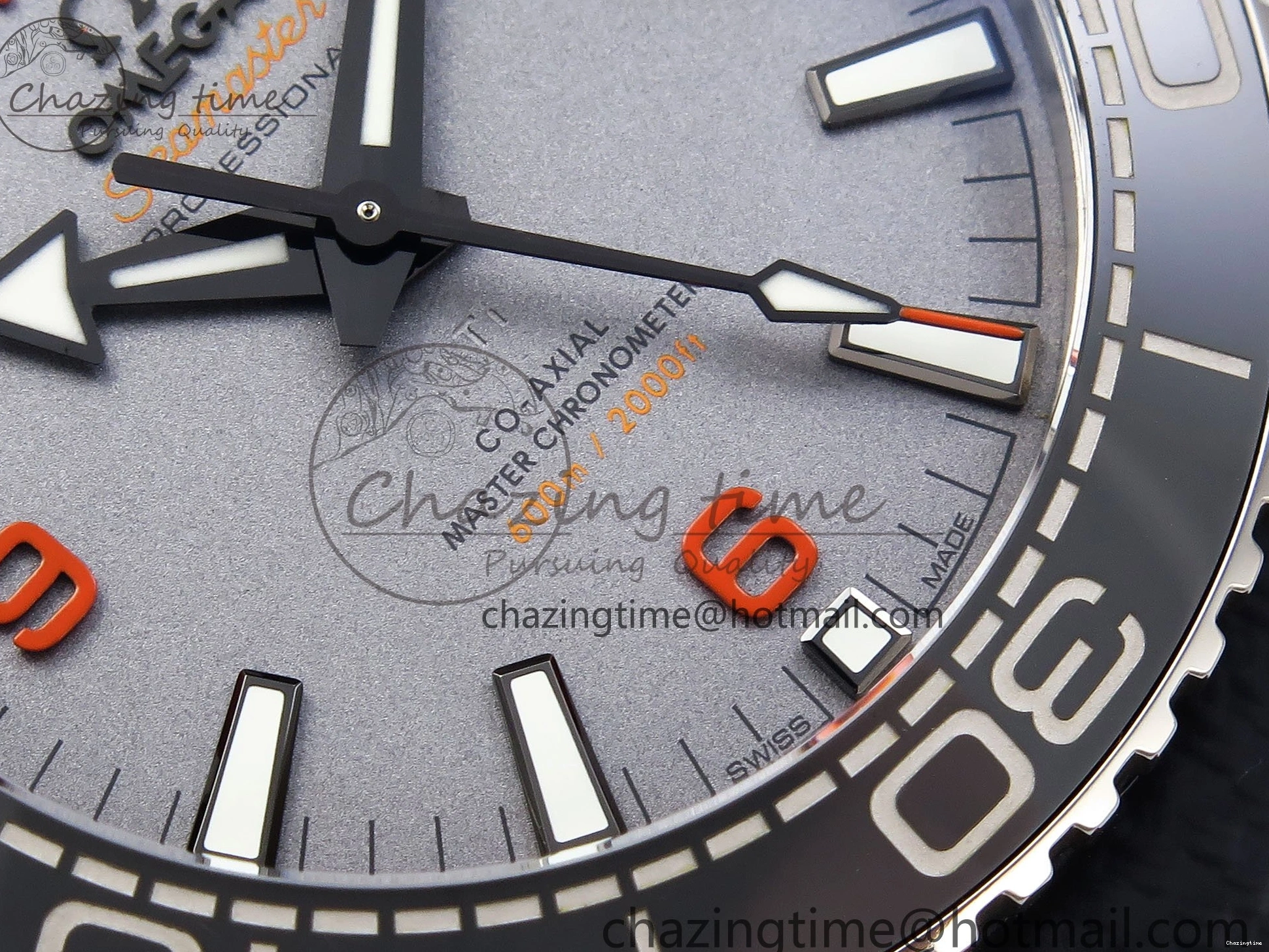 0227 Comfortable Planet Ocean 43.5mm SS VSF 1:1 Best Edition Black Orange Bezel Gray Dial on Nylon Strap A8900 Super Clone V 7730